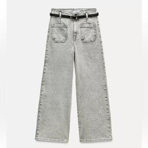 Zara High Rise Cropped Wide Leg Jean